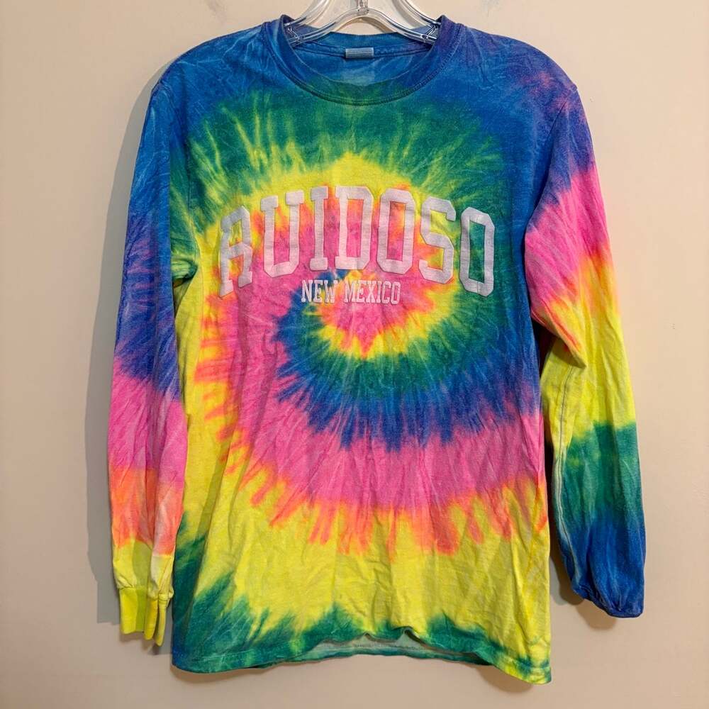Ruidoso New Mexico T Shirt Mens S Tie Dye Long Sleeve Rainbow Gildan Souvenir